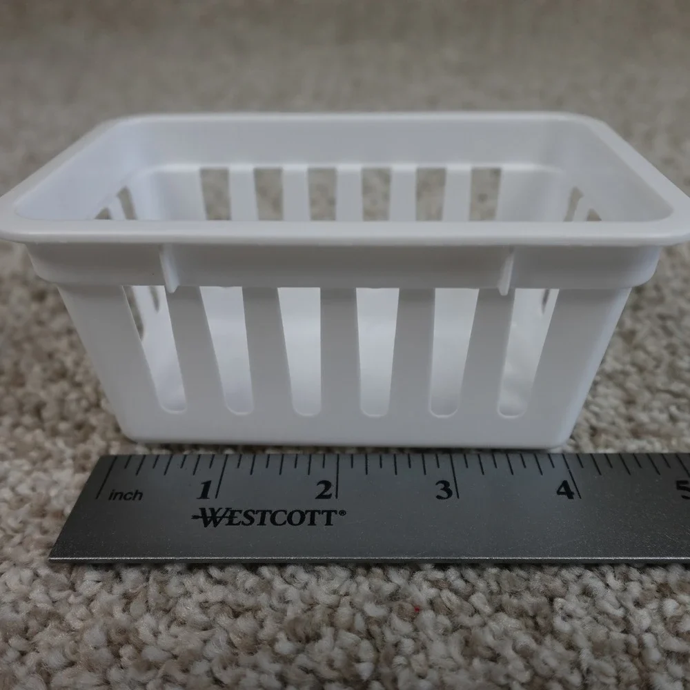 White Plastic Slotted Storage Baskets Set of 3 Drawer Organizers Bins